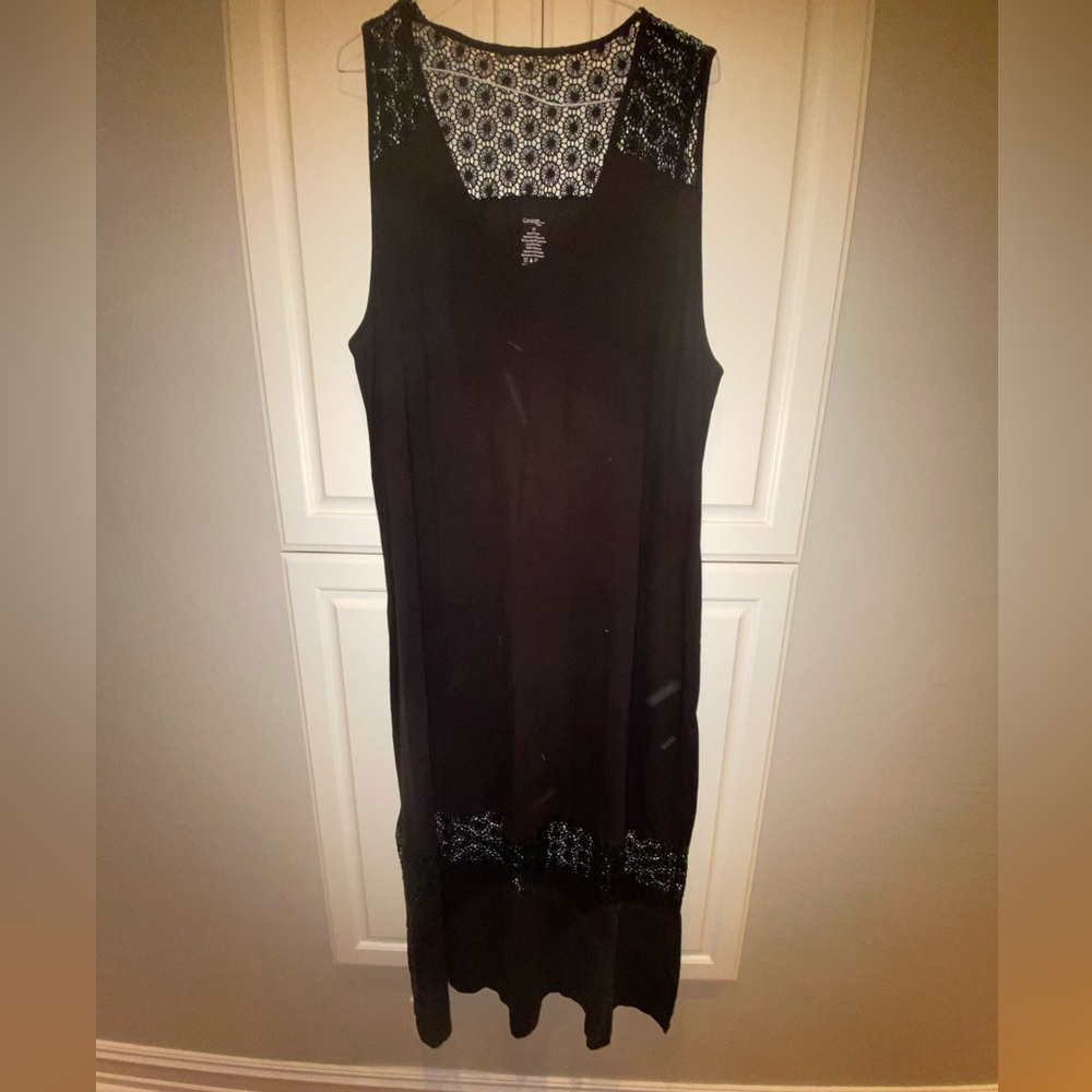 Black maxi dress with bottom and top lace details